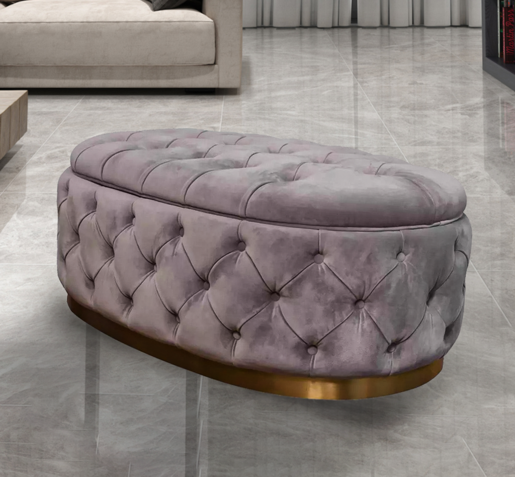 Oval storage ottoman deals