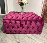 Whisper Plush Velvet Fully Upholstered Chesterfield Storage Ottoman Box