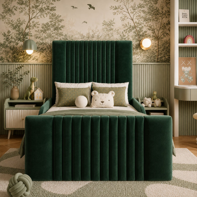 Emerald Forest Kids Bed – Premium Channel Tufted Upholstered Bed