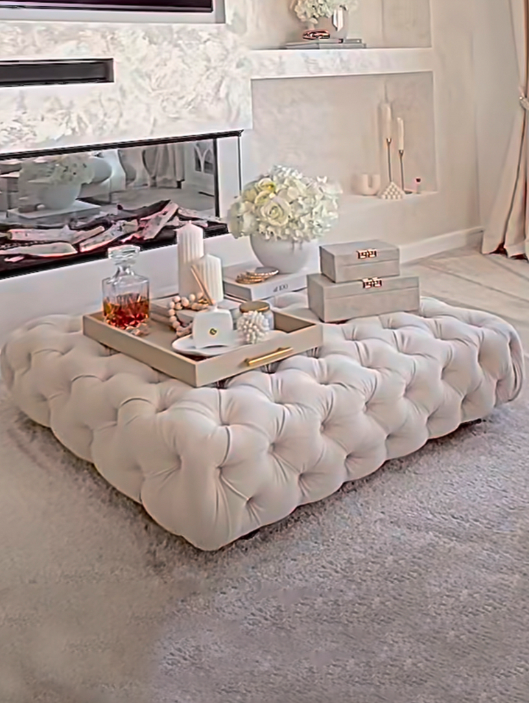 White tufted hot sale coffee table